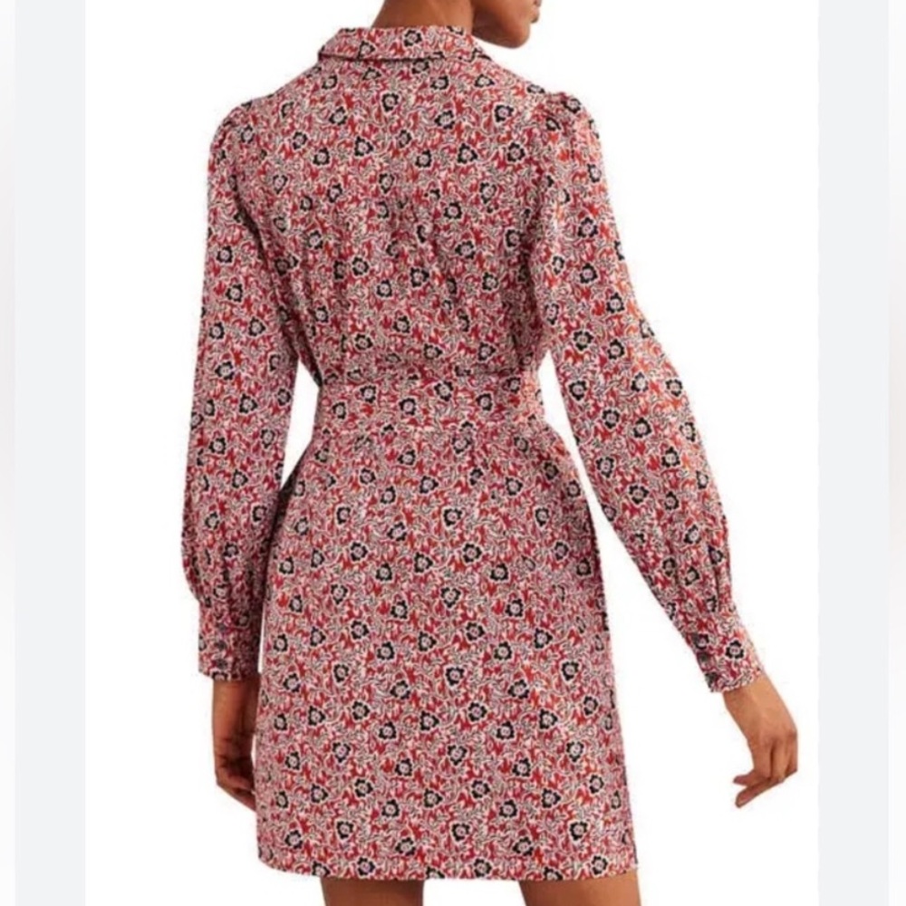 Boden Pink Red Floral Long Sleeve Shirt Dress - Picture 2 of 9